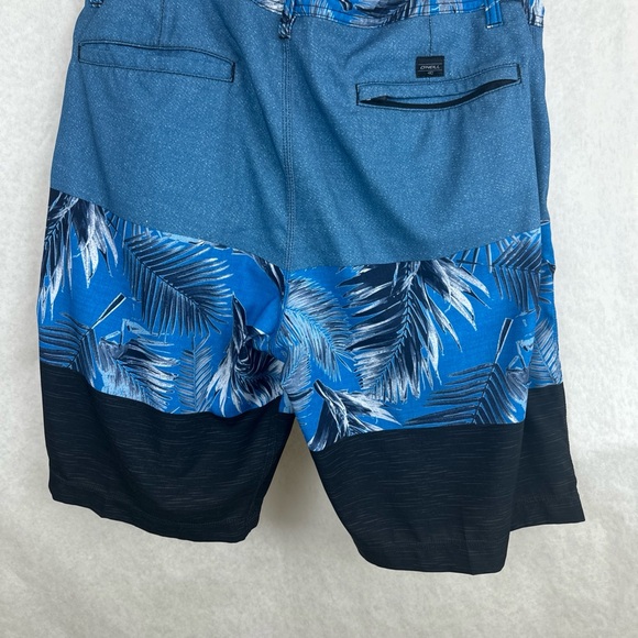 O'Neill Mens Hybrid Size 38 Swimwear Black Gray Blue Swim Board Shorts - Picture 2 of 12